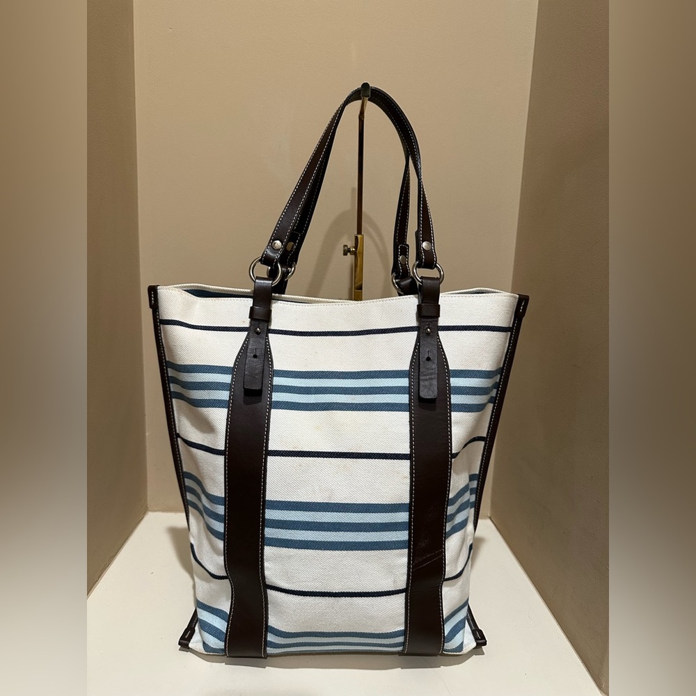 Burberry Blue Label Striped Canvas Tote